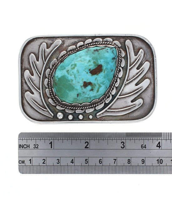 Large Navajo Sterling Silver & Turquoise Buckle